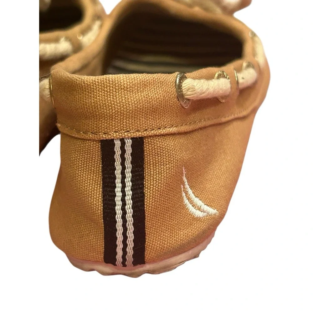 Nautica Canvas Slip On Boat Shoes Women's Size 6M Light Brown Rope Accents